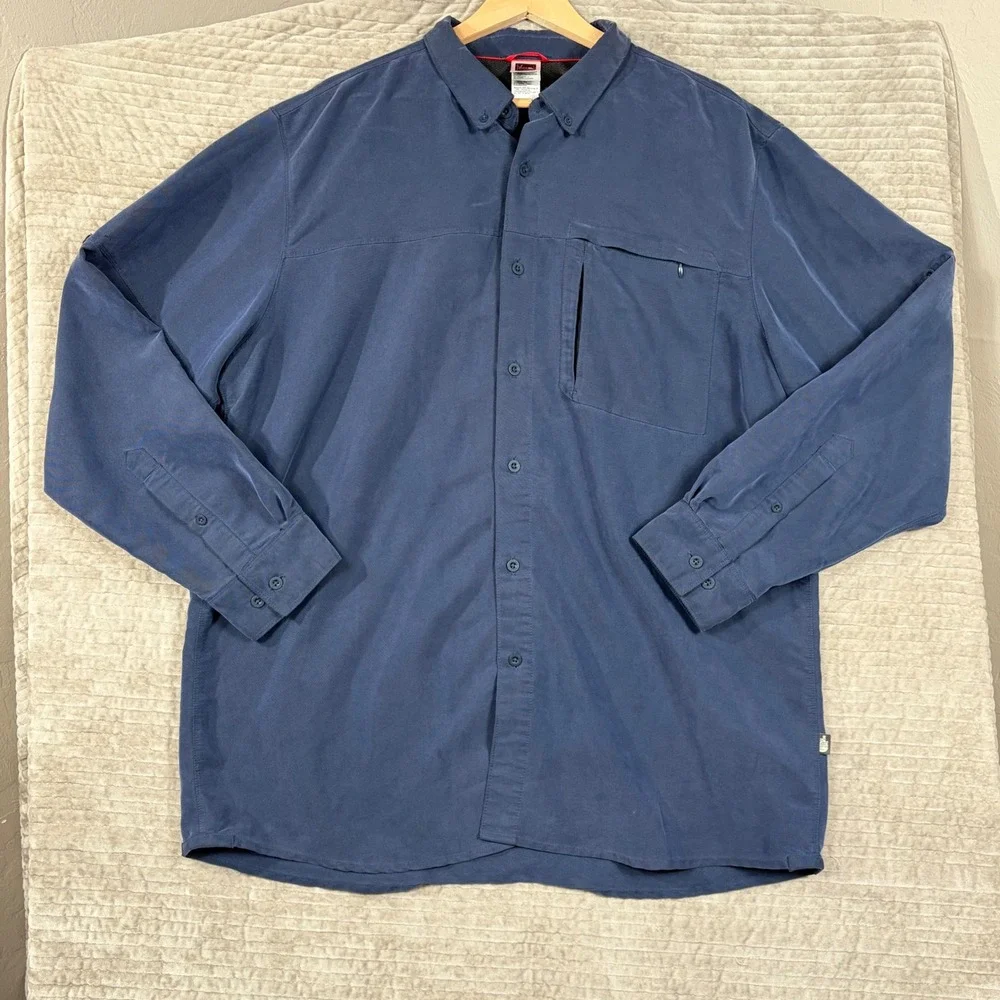 The North Face XXL Blue Modal Blend Long Sleeve Zip Pocket Button Down Shirt